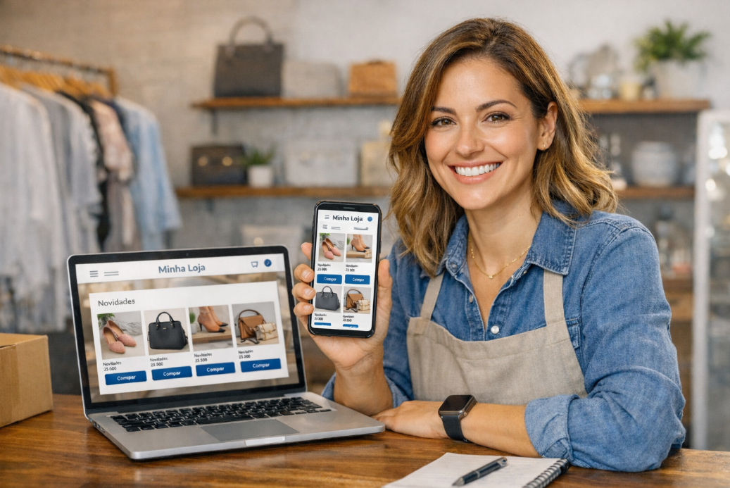 Lojista utilizando o Cattálogo para vender online