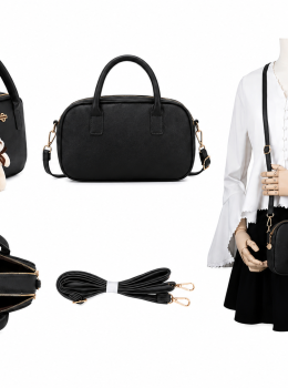 Bolsa Feminina Baú Transversal  - com Chaveiro De Ursinho