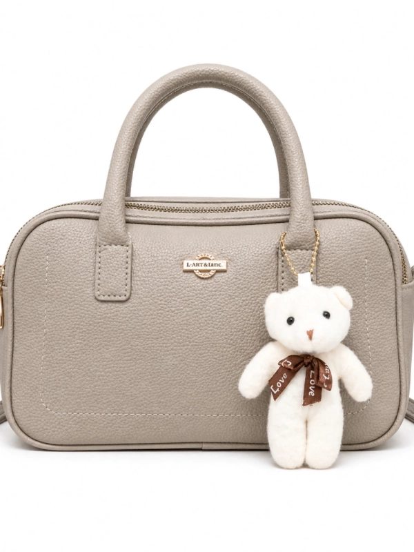 Bolsa Feminina Baú Transversal  - com Chaveiro De Ursinho