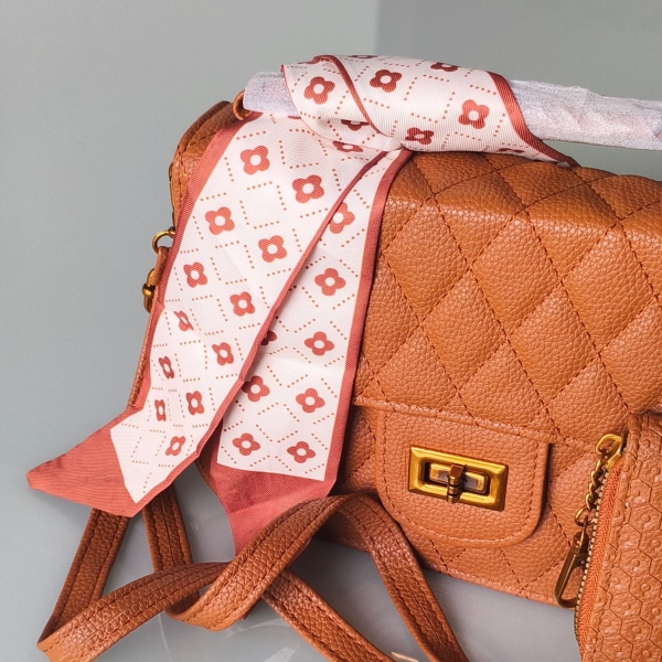 Bolsa Feminina Com Carteira, Lenço e Alça Transversal