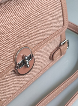 Bolsa Maleta com Alça de Mão e Transversal Bege