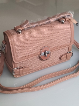 Bolsa Maleta com Alça de Mão e Transversal Bege