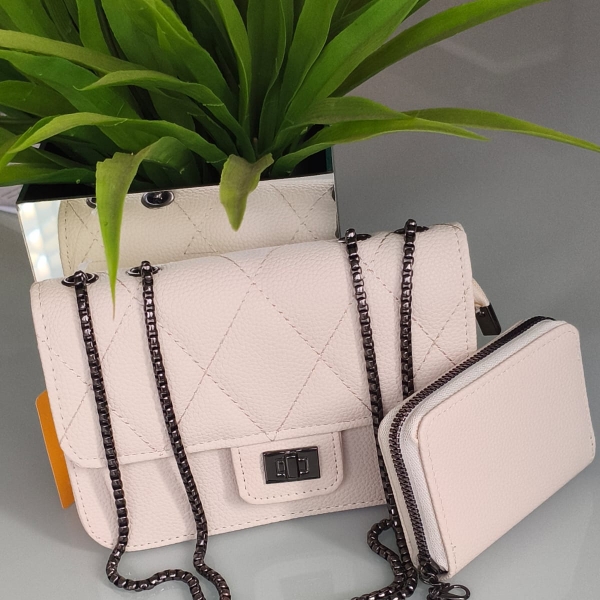 Bolsa Feminina Elegante com Alça de Corrente + Carteira