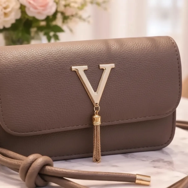 Bolsa Estruturada Feminina com Alça Transversal (Caqui)