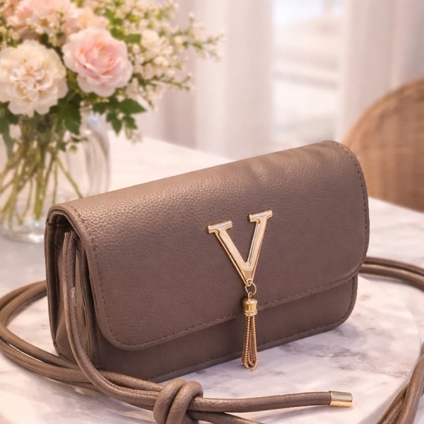 Bolsa Estruturada Feminina com Alça Transversal (Caqui)